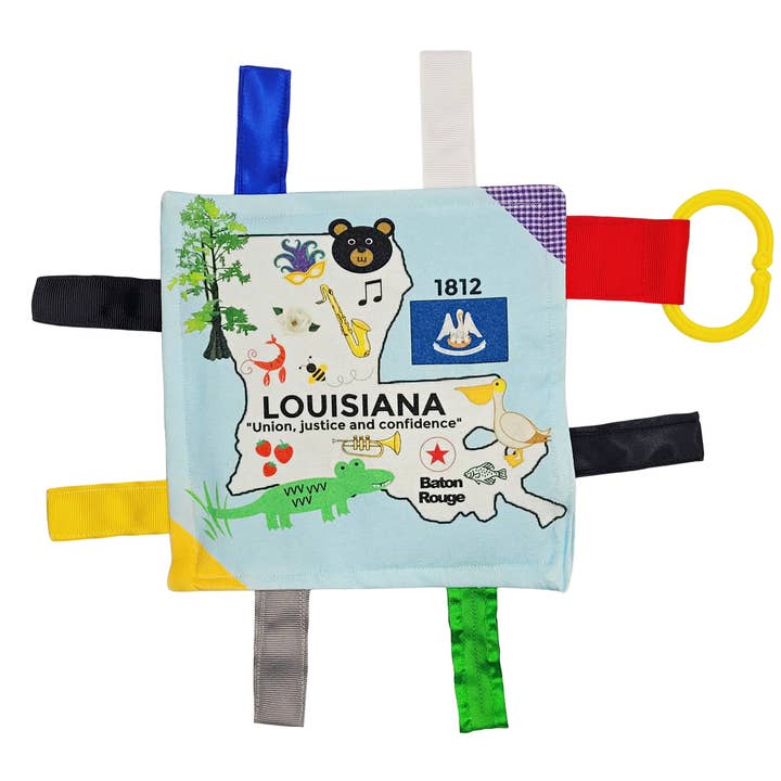 Baby Jack and Company - Wholesale Crinkle Tag Toy - Baby - Louisiana State Baby Learning Crinkle Tag Square 8"x 8" Toy