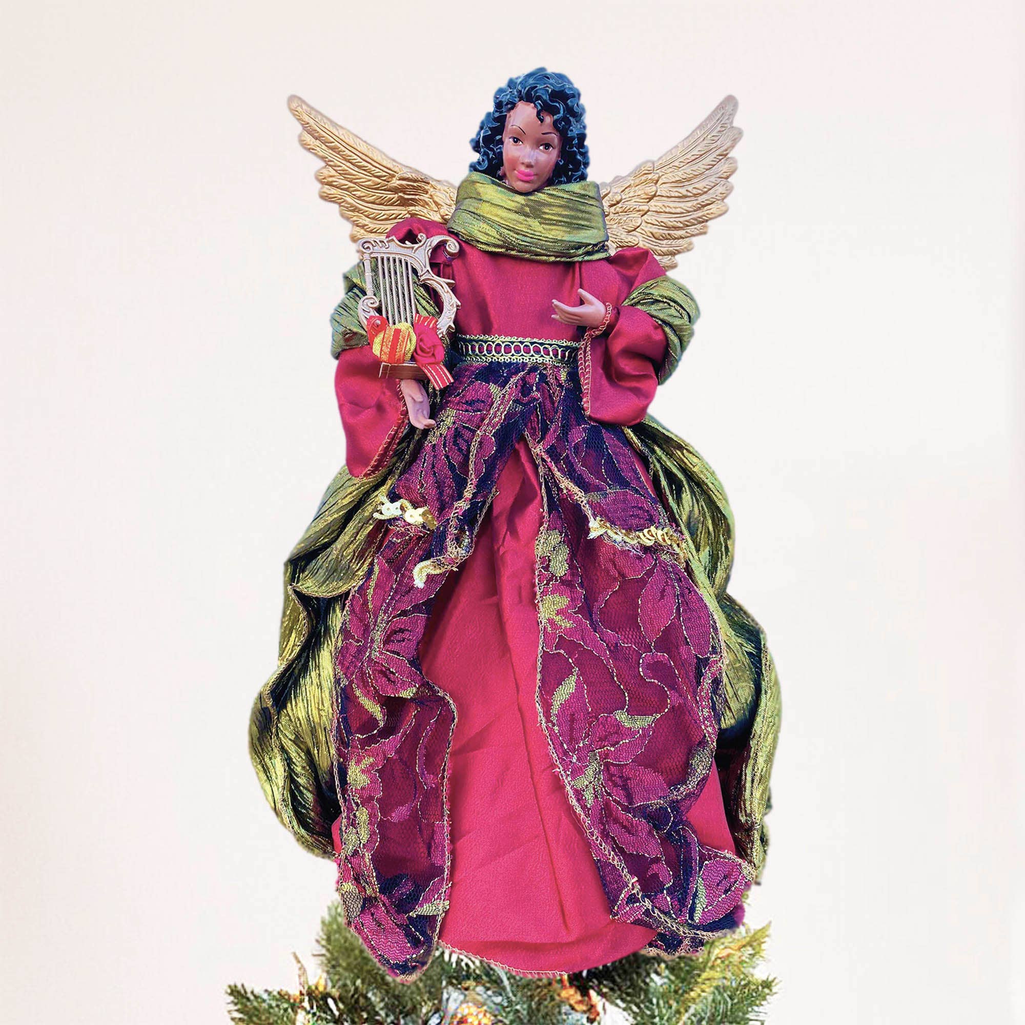 Santa’s Workshop Inc. - Wholesale Tree Topper - 16" Black Christmas Angel Tree Topper4