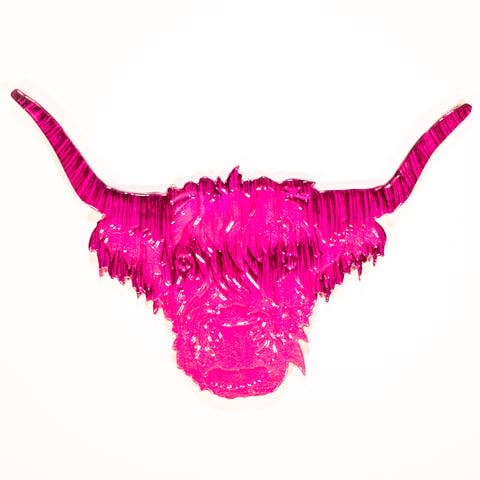 Brushed Pink Highland Cow Head 50 cm for wholesale by Tilnar Art
