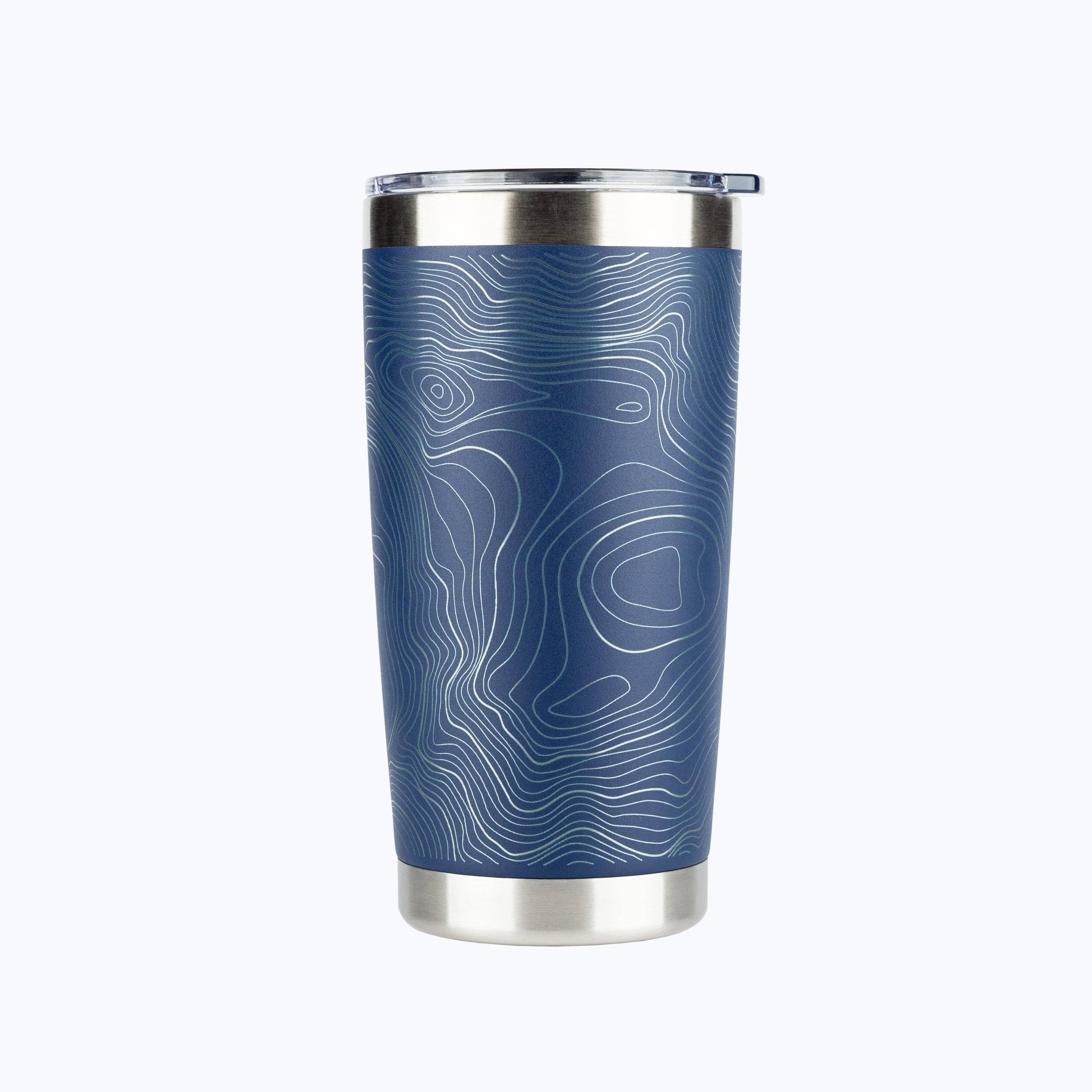 Rainier Watch Supply Co - Wholesale Insulated Mug/Tumbler - Mount Rainier National Park Topo Travel Coffee Tumbler (20oz) - Navy2