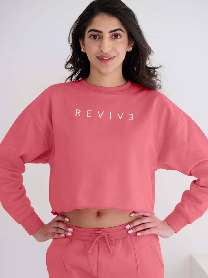 Cropped Sweatshirt - Dusty Rose for wholesale by Revive Loungewear