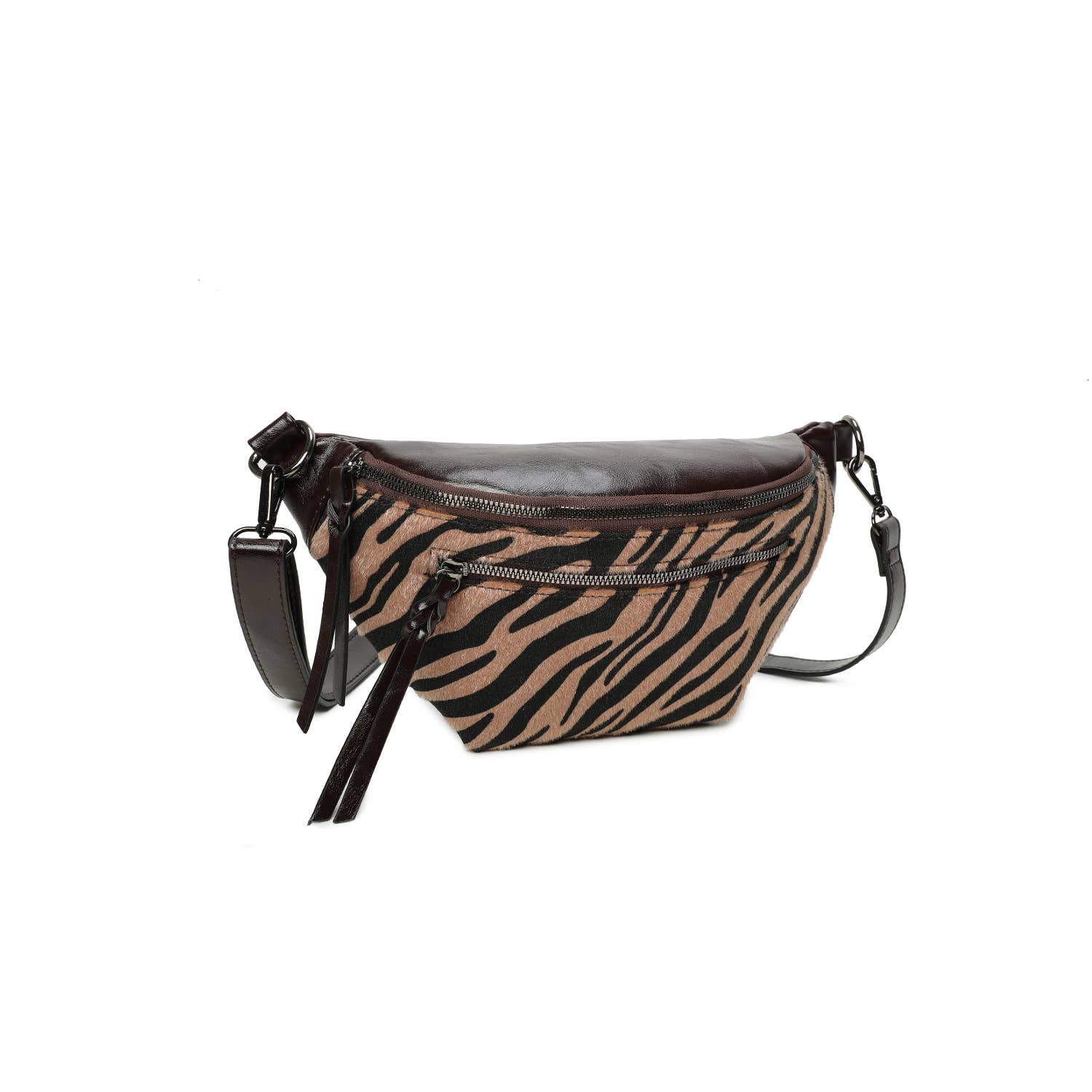 INES DELAURE - Wholesale Messenger Bag - Women's - Bi-material banana, different prints6