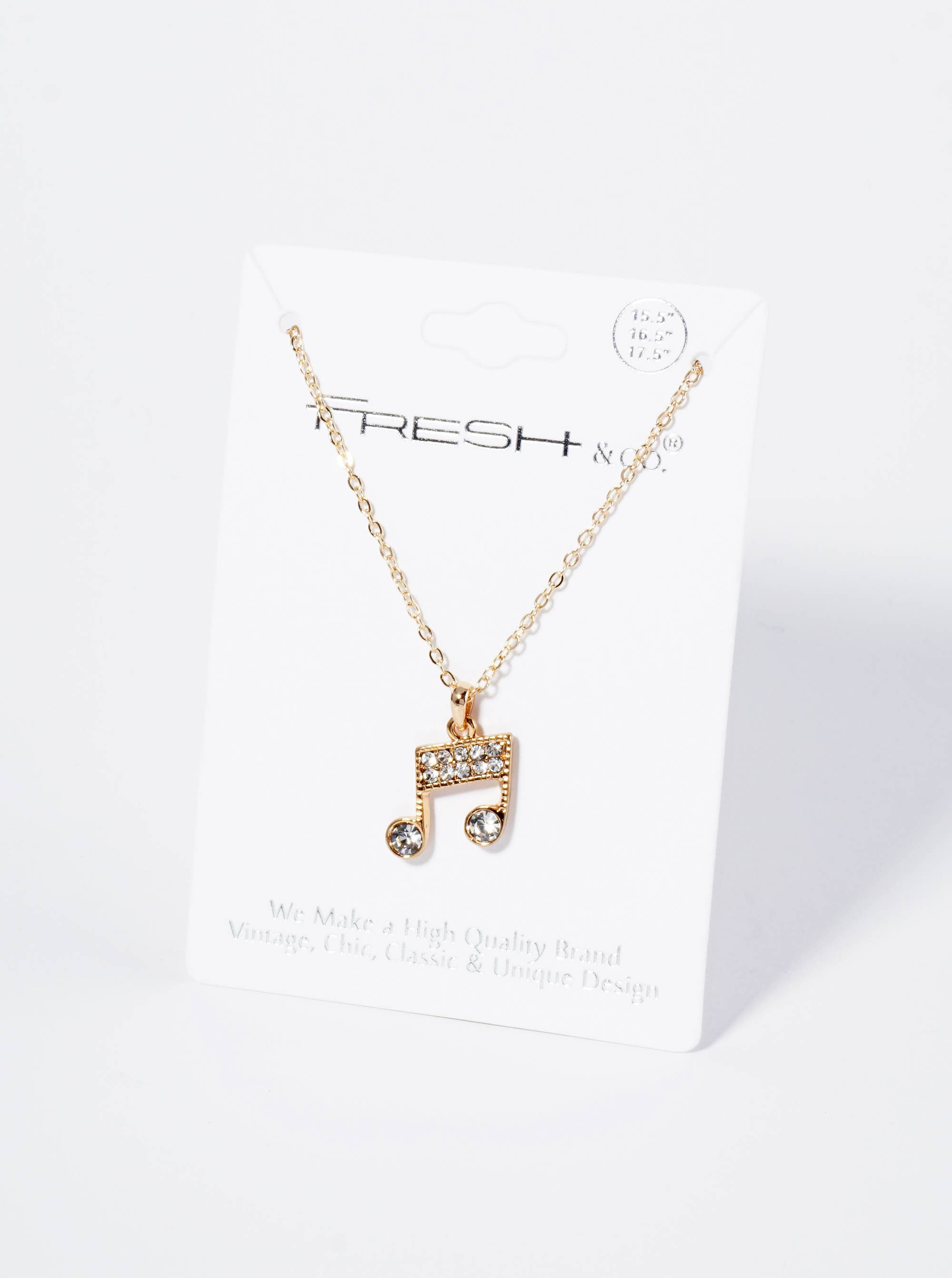 Sensibling Corp. - Wholesale Pendant/charm necklace - Rhinestone Embellished Metal Music Notes Pendant Necklace
2