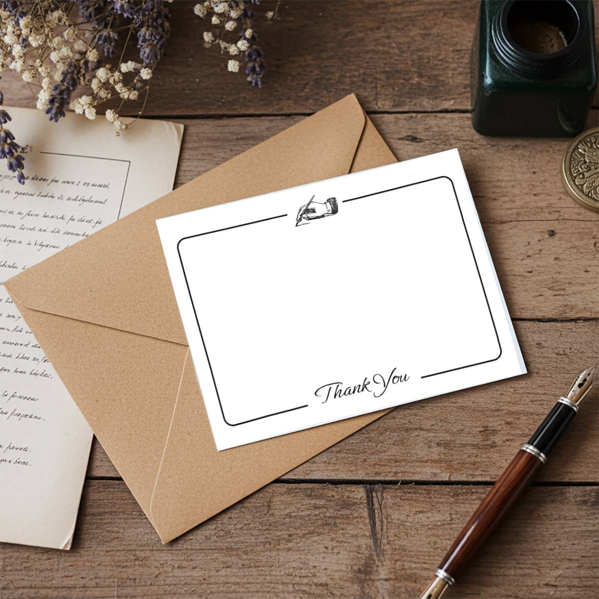 Freund Mayer & Co. - Wholesale Stationery/Notecard Set - Thank you Boxed Flat Note Card Set with Vintage Symbols 8/8 10