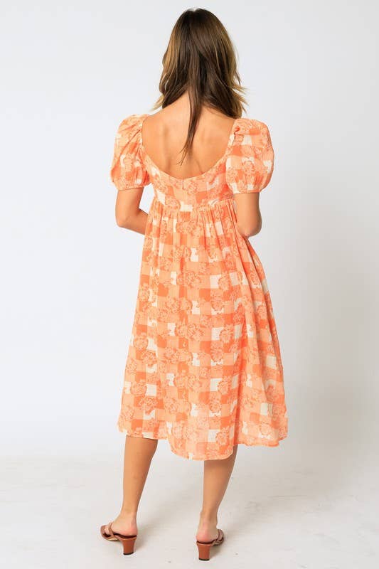 Orange Gingham Babydoll Dress for wholesale on Faire2