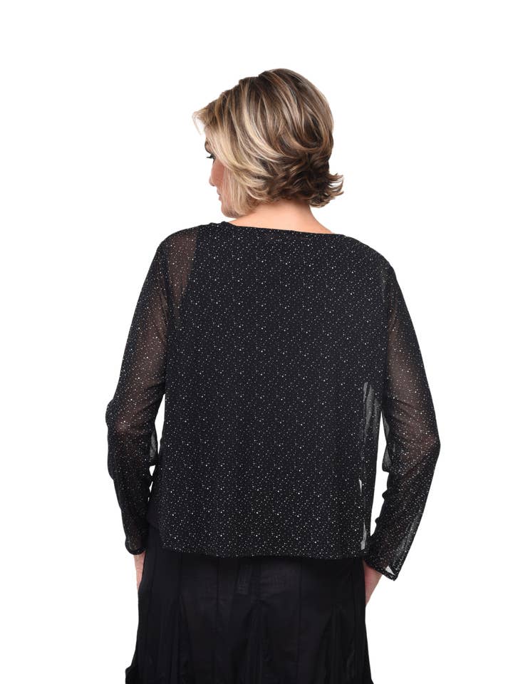 Tulip Clothing - Wholesale Blouse - Women's - M601 Arabella Topper in Black/White Mesh