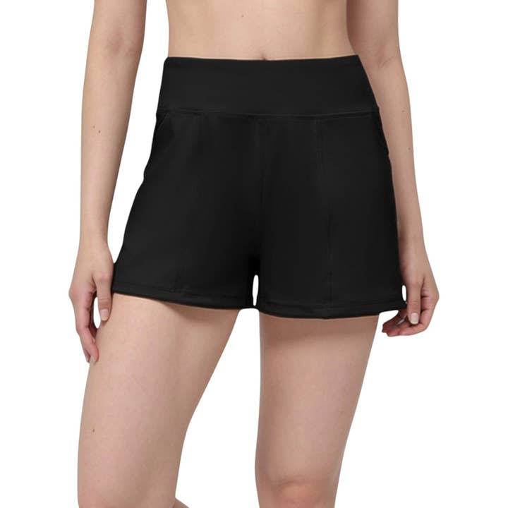 Active by Anna-Kaci - Wholesale Athletic Shorts - Women's - High Waist Performance Shorts with Wide Waistband and Side P16