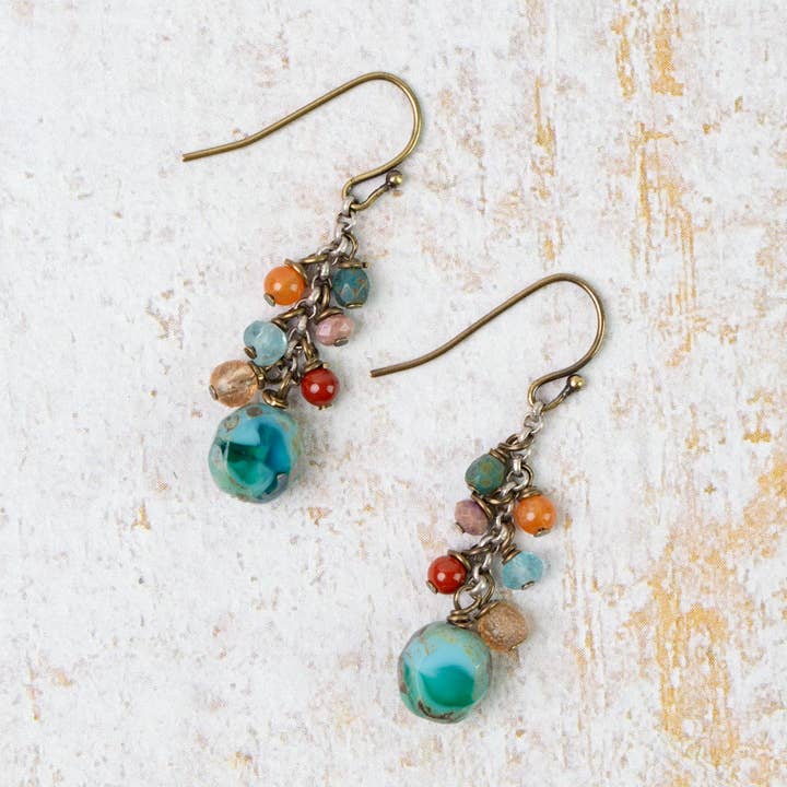 Anne Vaughan Designs Jewelry - Wholesale Dangle Earrings - Earthen Czech Glass Cluster Earrings0