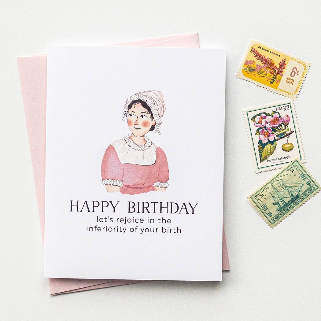Jones Street Press - Venta al por mayor Tarjetas de cumpleaños - Tarjeta de felicitación de cumpleaños Orgullo y Prejuicio - Jane Austen2