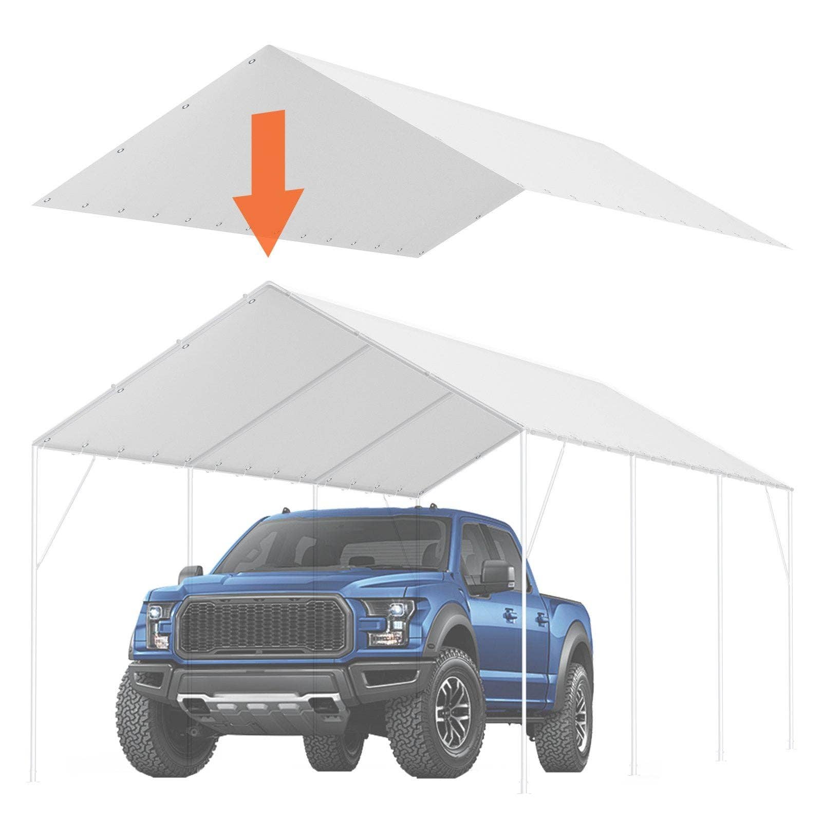 White 10 x 20 ft Carport Replacement Canopy Cover for wholesale on Faire0