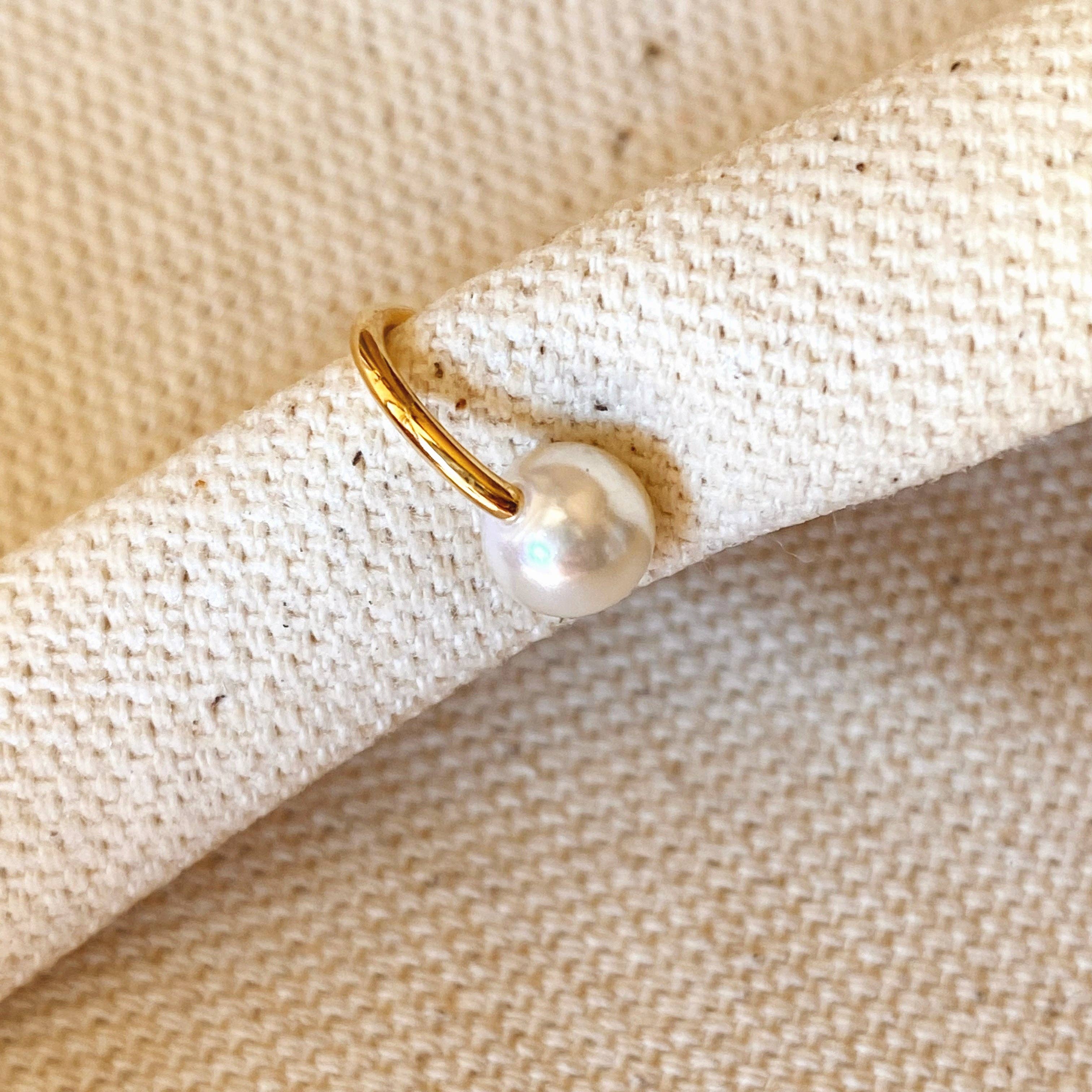 GoldFi - Vendita all'ingrosso Orecchini ear cuff/ear wrap - Ear Cuff delicato con perla sintetica in oro 18k gold filled2