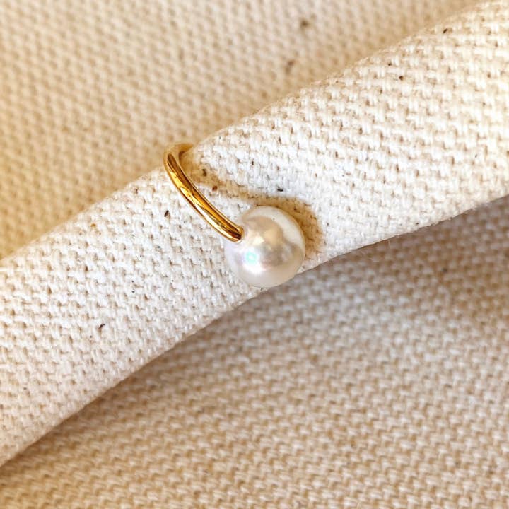 GoldFi - Wholesale Cuff/wrap earrings - Delicate Pearl Ear Cuff in 18k Gold Filled2