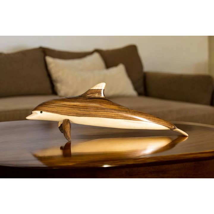 Hand-Carved Wooden Dolphin Figurine - Artisan Craftsmanship for wholesale by Bravo Handcraft