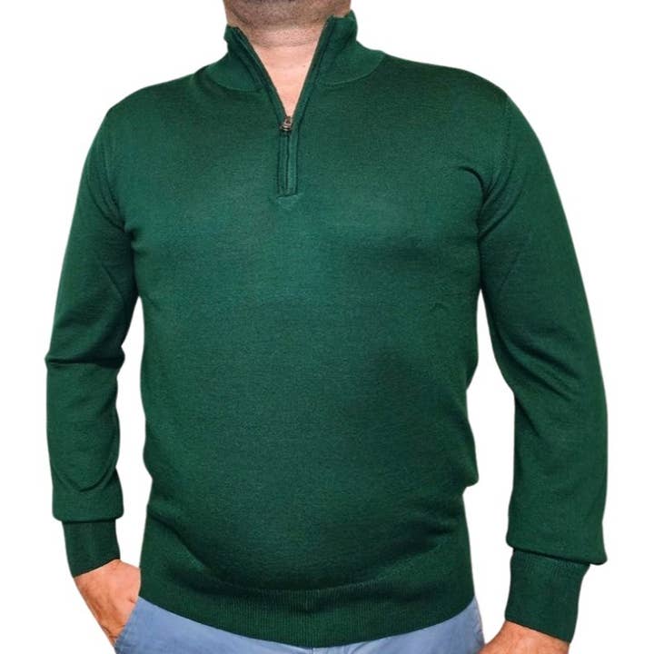 Rollkragenpullover aus 100% Merinowolle mit Reißverschluss für den Großhandel von Positano Coast