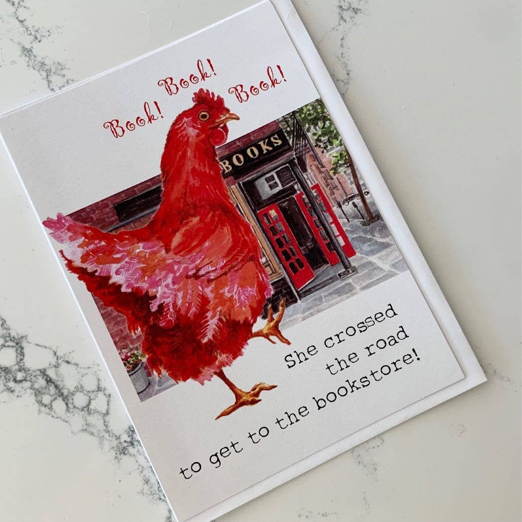 Karen Ritz Cards - Wholesale Everyday Greeting Card - Chicken Crossing Book Love Notecard2