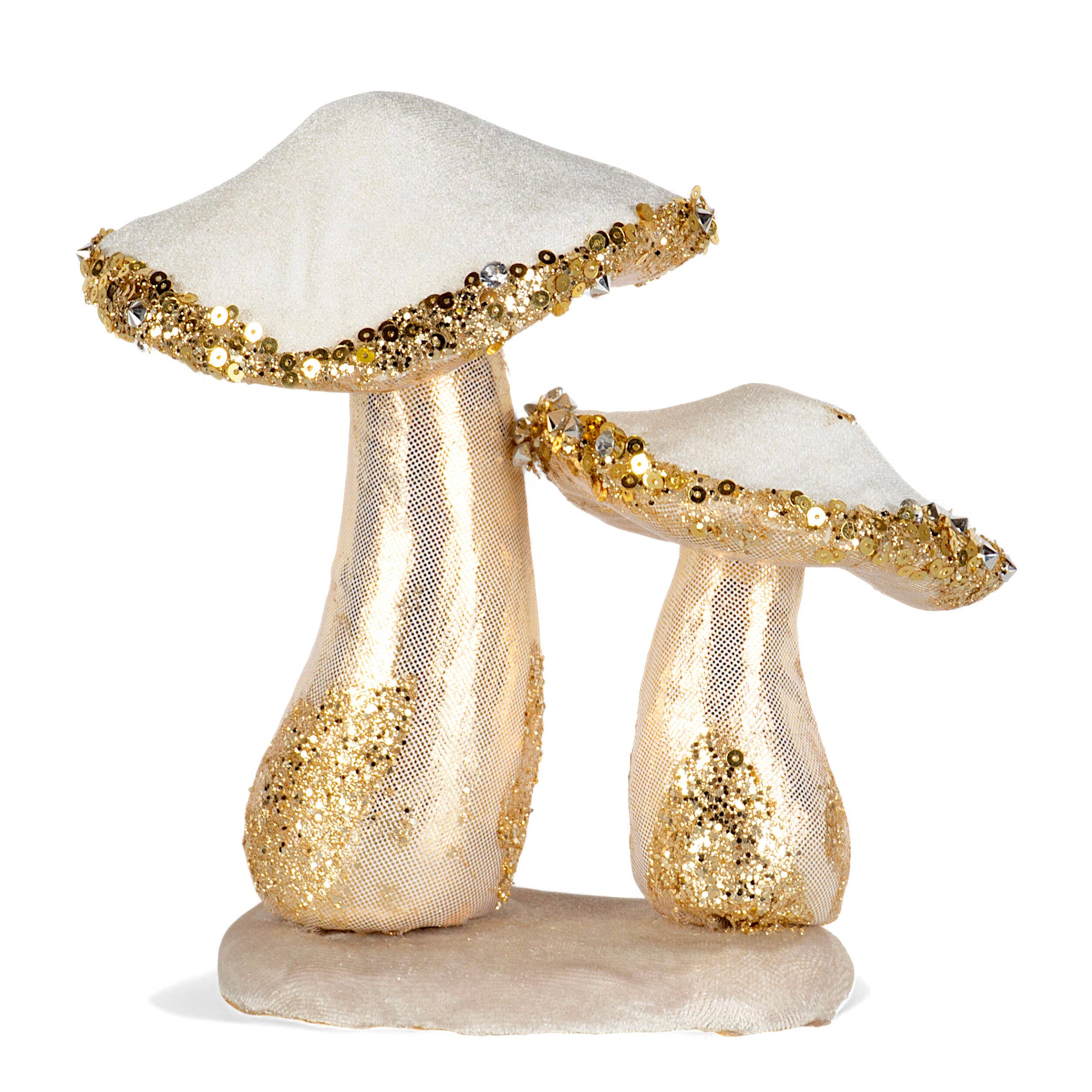 STP - Wholesale Christmas Decoration - 6.7" White and Gold Mushrooms Christmas Decoration0
