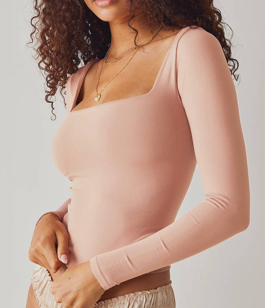 HIDDENBRAND - Wholesale Knit Top - Women's - Long-Sleeved Crop Top Square-Necked7