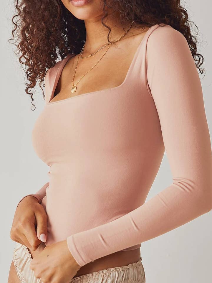 HIDDENBRAND - Wholesale Knit Top - Women's - Long-Sleeved Crop Top Square-Necked7