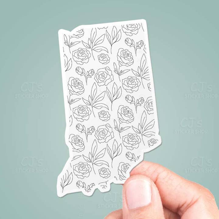 Indiana Floral Pattern Sticker Vinyl Decal for wholesale by CJ's Sticker Shop