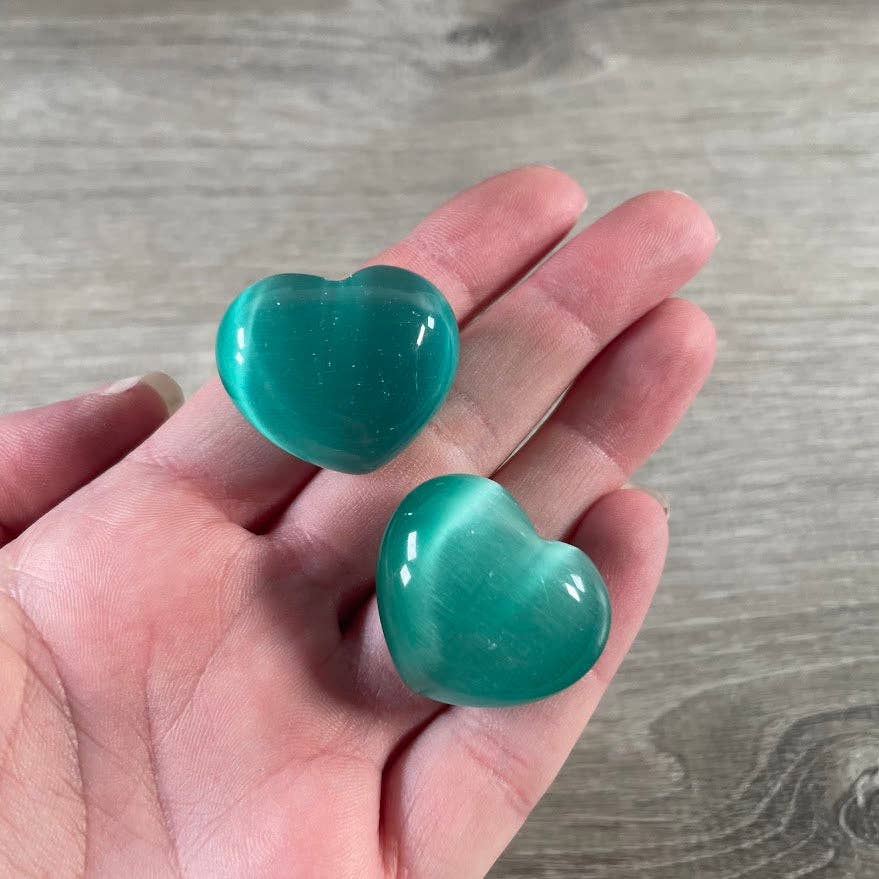Keystone Crystals - Wholesale Spiritual stone/crystal - Fiber-Optic Cat's Eye Heart Puffy 1-Inch Wholesale Gemstone3