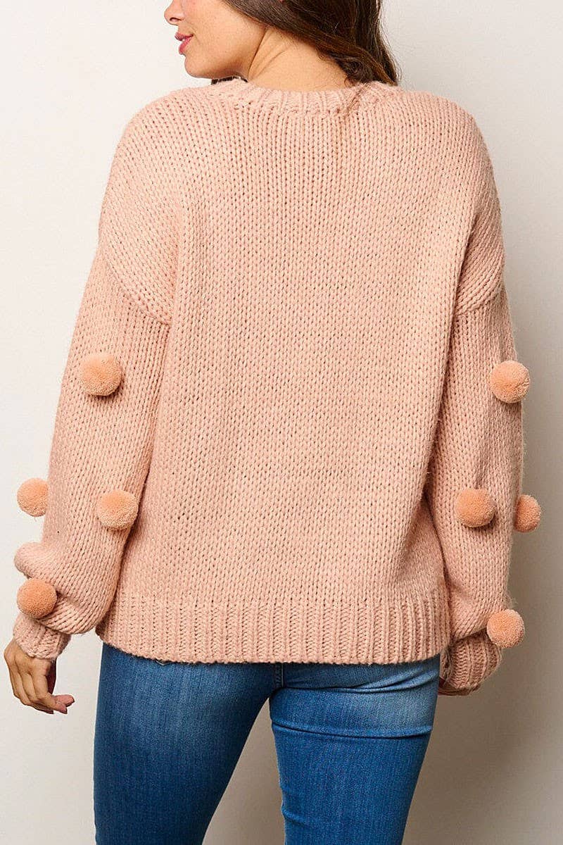 ROUSSEAU - Wholesale Knit Sweater - Women's - POM POM'S DETAILED PULLOVER SWEATER9