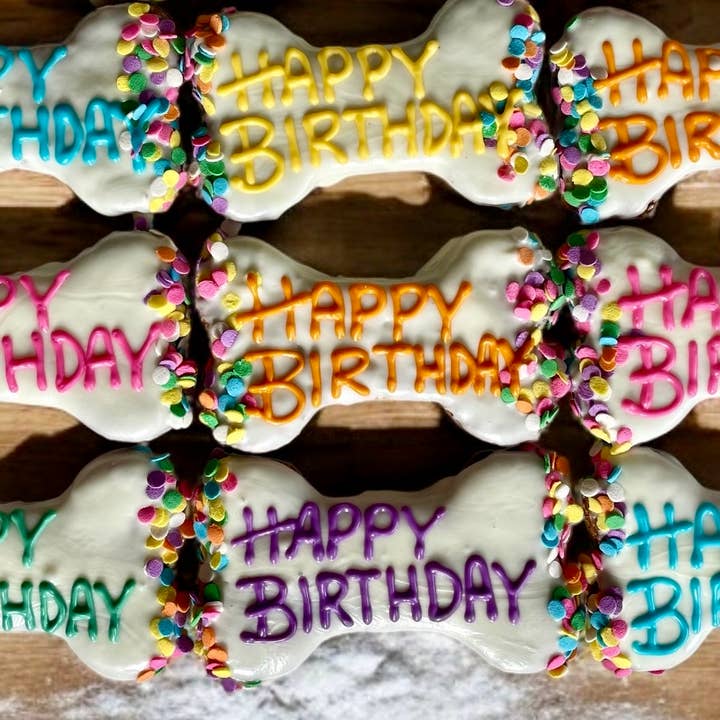 YumYum4DOGS - Wholesale Pet Treats - Dog - 6 inch Yogurt Confetti Happy Birthday bone dog treats2