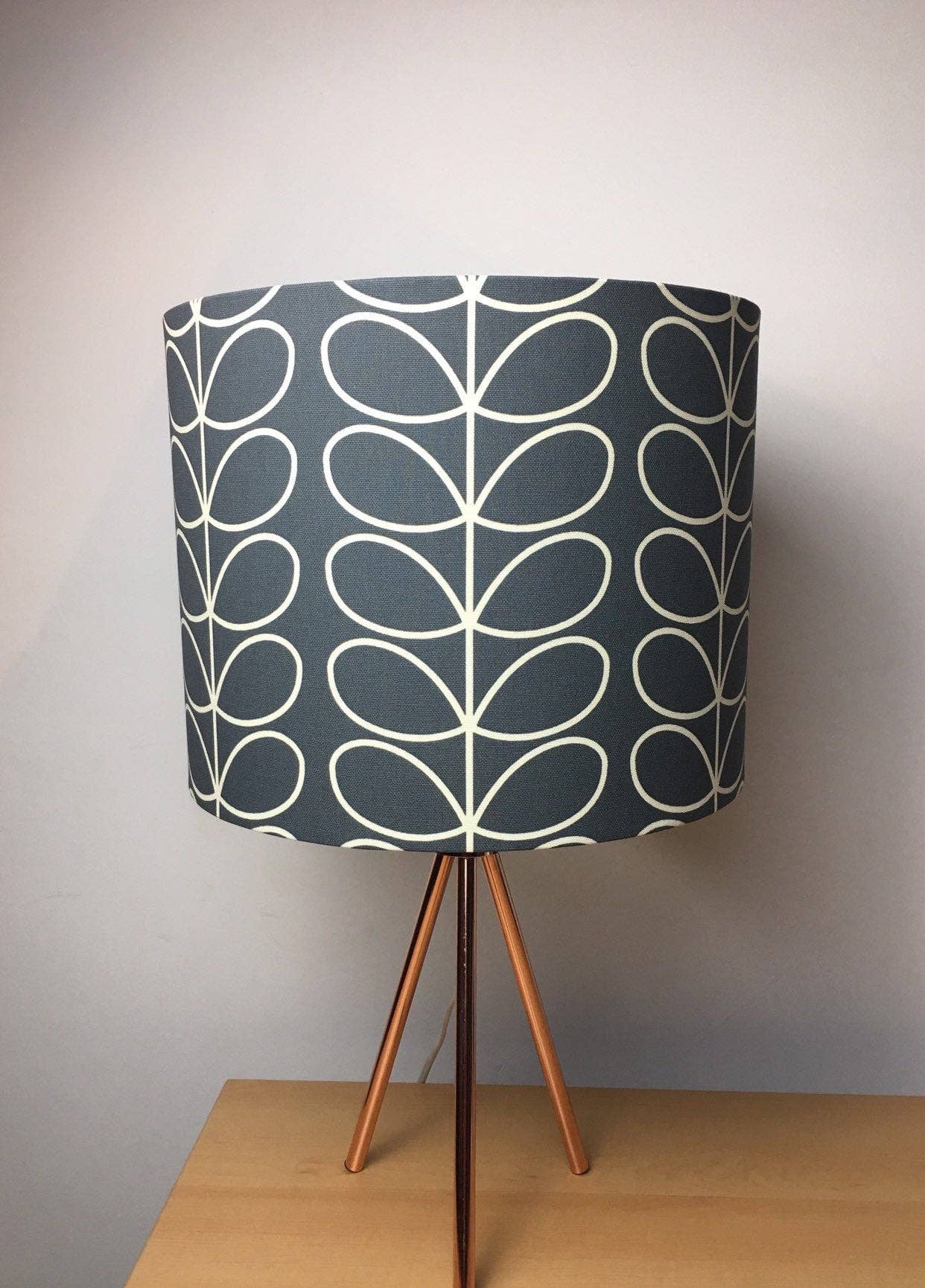 LouSeal Handmade Lampshades - Wholesale Lamp Shade - Orla Kiely Linear Stem Cool Grey Handmade Lampshade3