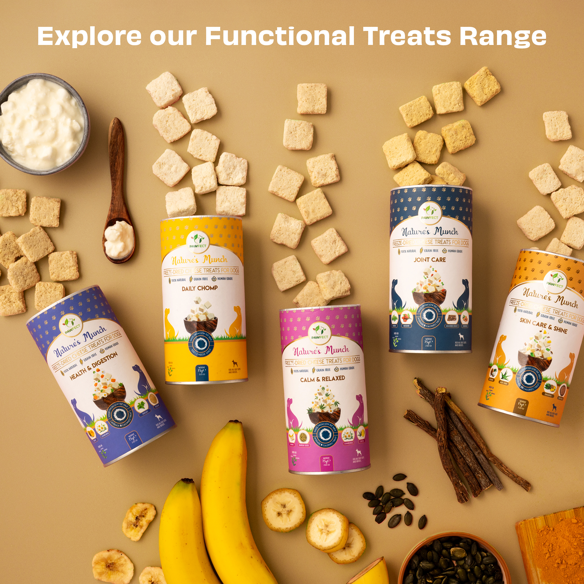 Pawfect Foods - Wholesale Pet Treats - Dog - Pawfect Nature's Munch Freeze-Dried Cheese Skin Care Treats for Dogs| 100% Natural| High Protein, Low Fat| 8 Calories per Treat| Grain-Free| Healthy Training Treats (75g/2.65oz)5