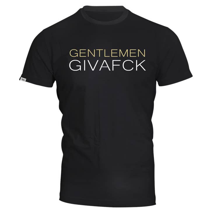 GENTLEMEN GIVAFCK Black Crew Neck Tee for wholesale by Tenfed