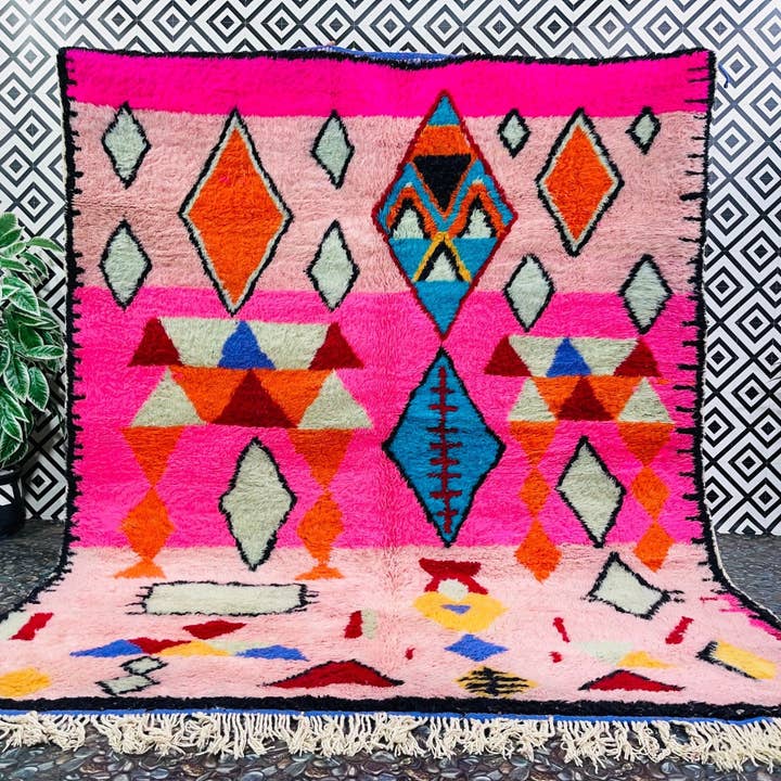 Pink and White Moroccan Rug, Berber Rug, Large Area Rug for wholesale by Moroccan Woven Treasures