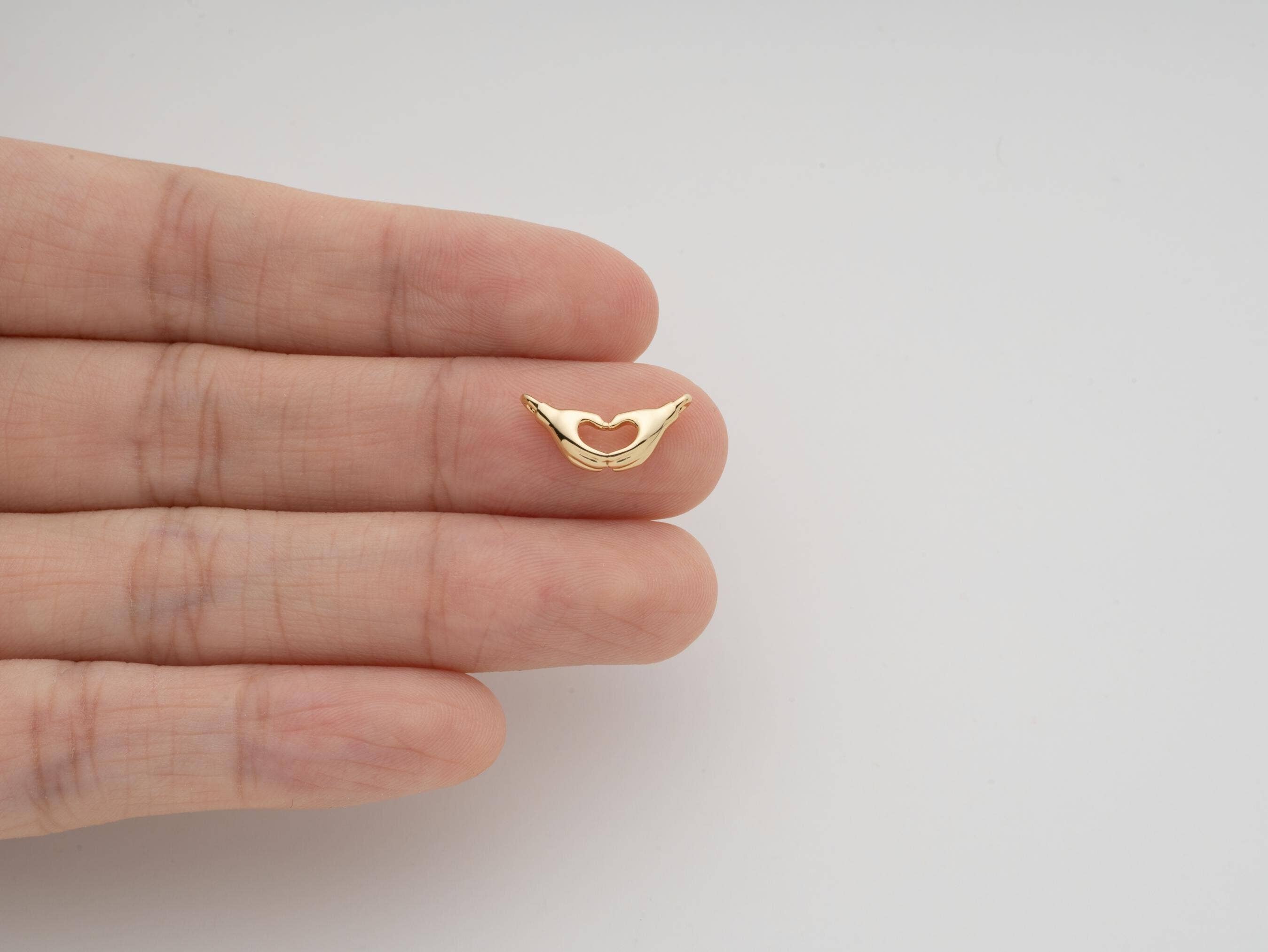 Jewel Pledge - Wholesale Individual Charm/Pendant - Gold Hand Heart Shape Connector Charm,CNG6221