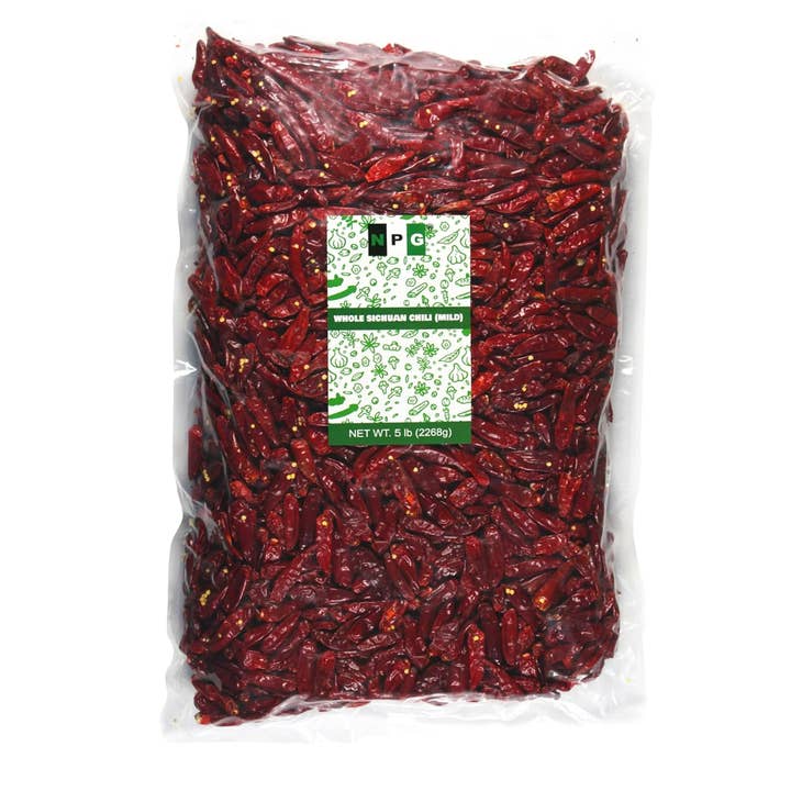 Natural Plus Green - Wholesale Dried Spice - NPG Whole Dried Sichuan Red Chili Pepper 5 LB Bulk, Mild Hot