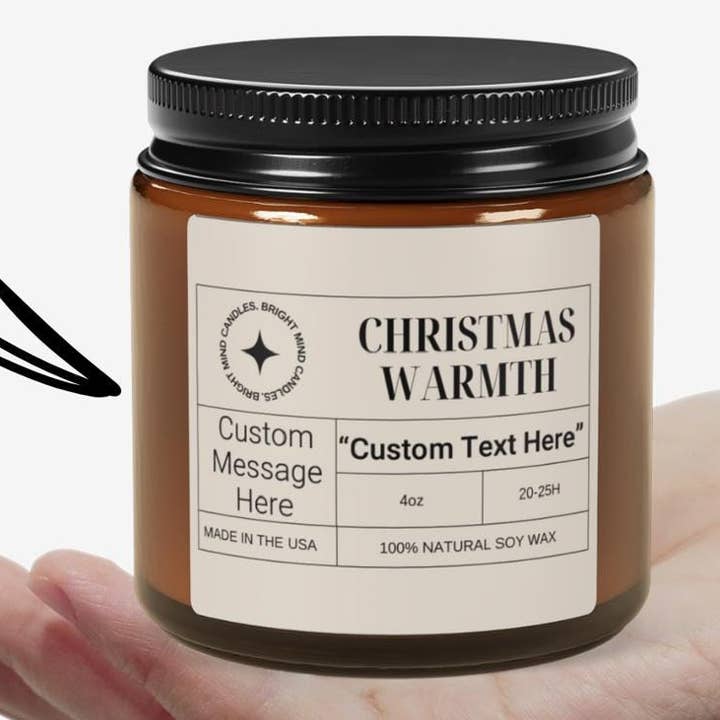 Affirmation Custom Message| Christmas Warmth Modern Candle for wholesale by Bright Mind Candles