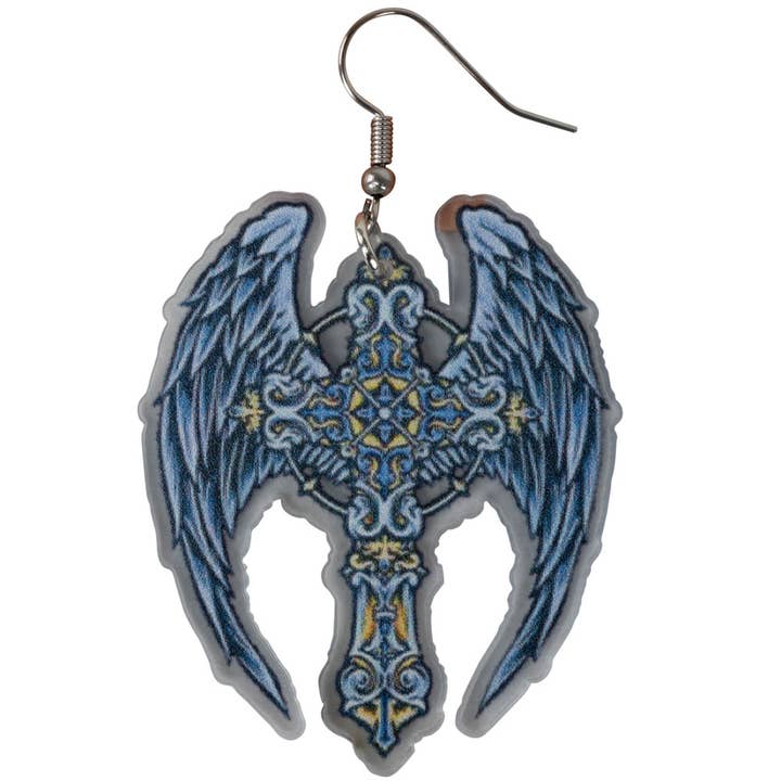 PENDIENTE CRUZ ARCÁNGEL DE ACRÍLICO para venta al por mayor de Benjamin International