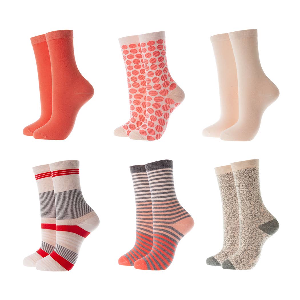 Crimson Breeze Crew Socks 6 Pack for wholesale on Faire1