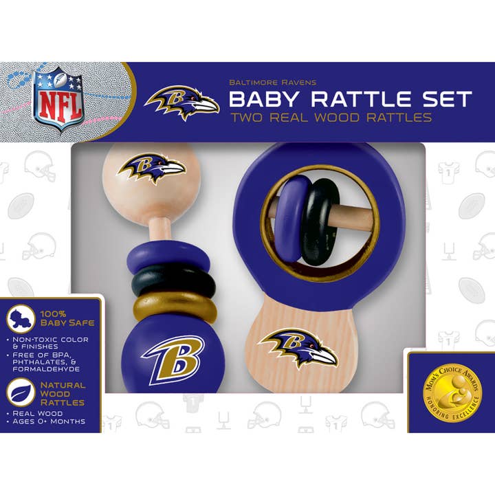 Masterpieces Puzzles - Wholesale Handheld Rattle - Baby - Baltimore Ravens - Baby Rattles 2-Pack
