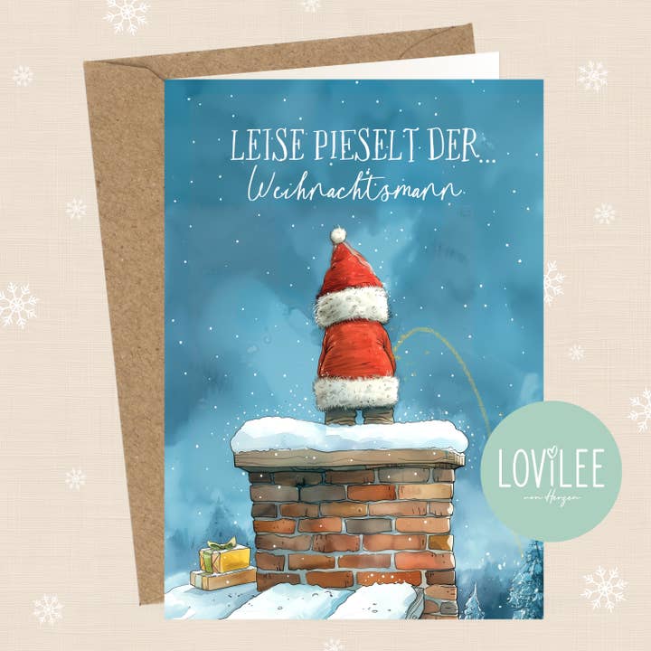 Santa hace pis | Tarjeta de Navidad plegable | No. WK-FC-05 para venta al por mayor de LOViLEE