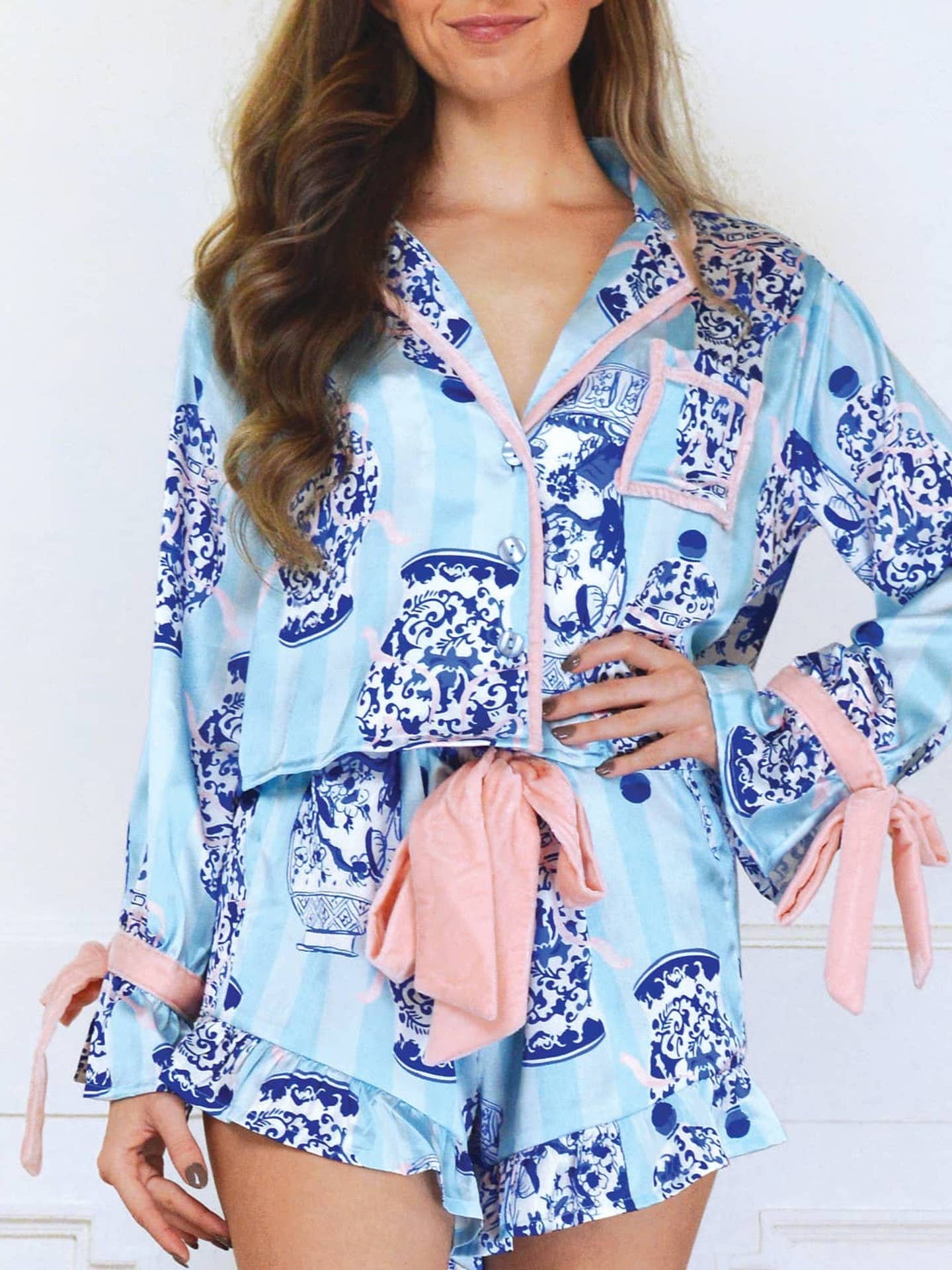 Rosa Clothing - Wholesale Lounge Set - Women's - Prism Pink Valentine's Day red Heart rose bow Pajamas set0