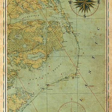 LOST DOG art & frame - Wholesale Art Print - Outer Banks Vintage Remixed Map