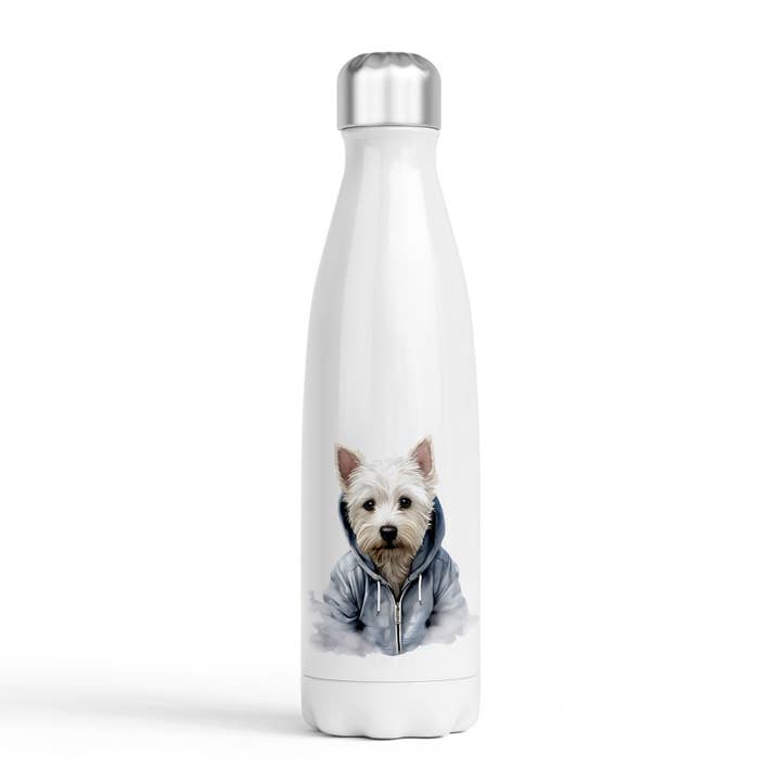Dogs in Hoodies Water Bottle - 500ml - West Highland Terrier for wholesale by Noble & Page