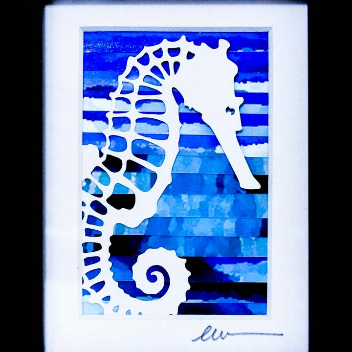 Seahorse Original Signed Art Print for wholesale by Hull Street Studio