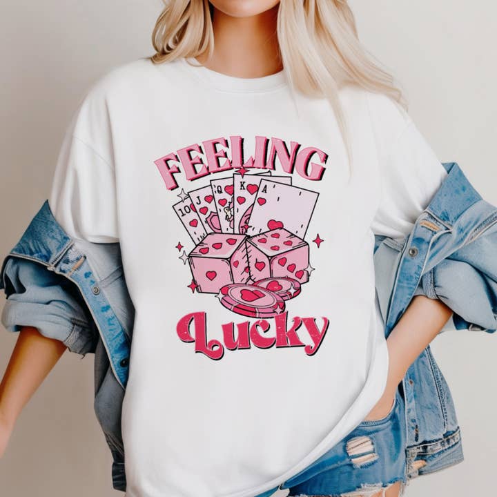 Feeling Lucky (in love) Graphic Tee #223 for wholesale by Urban Edge Co.