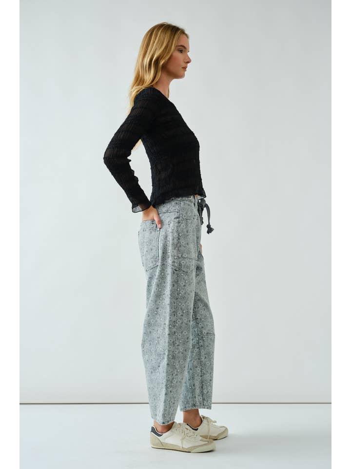 Aaron & Amber - Wholesale Knit Top - Women's - AJT5432 LACE DETAIL SHEER SMOCKING TOP8