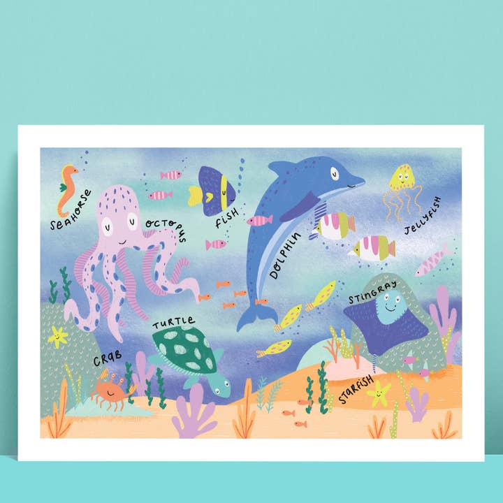 Sea Life Animals children's print for wholesale by Raspberry Blossom