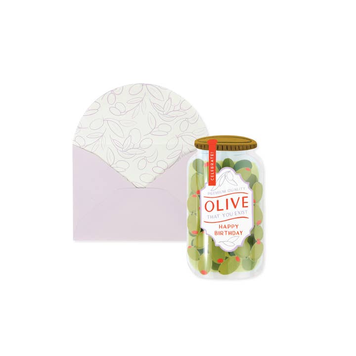 Dimensional Olive Jar Birthday Card for wholesale by UWP Luxe