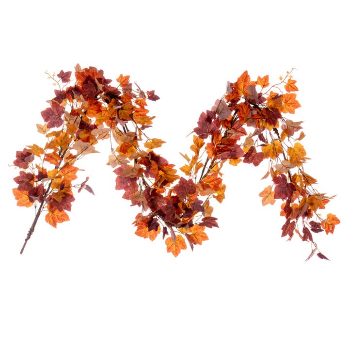 Guirlande de feuilles d'érable orange d'automne artificielle Vickerman 60" pour la vente par Vickerman