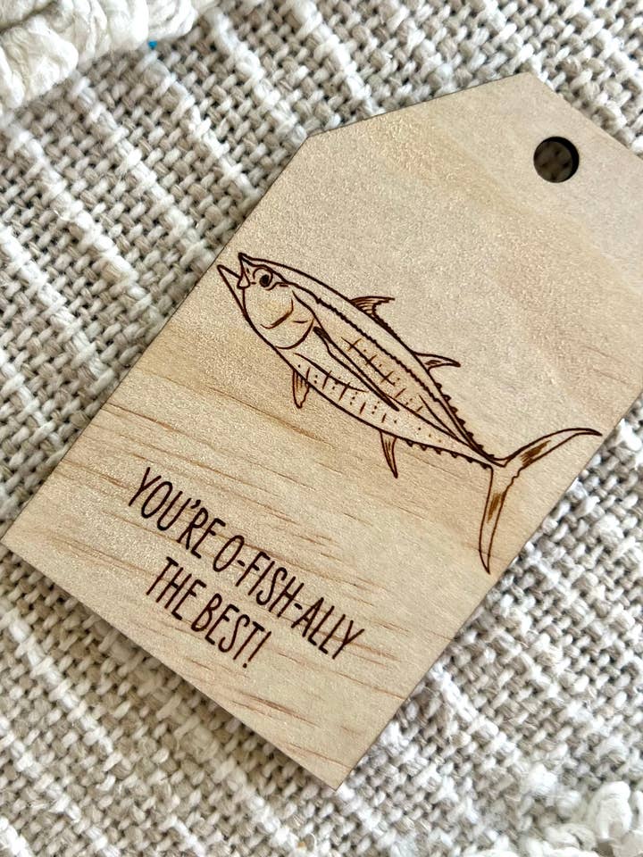 Wooden Gift Tag - Tuna Fish for wholesale by Sailfish Creative