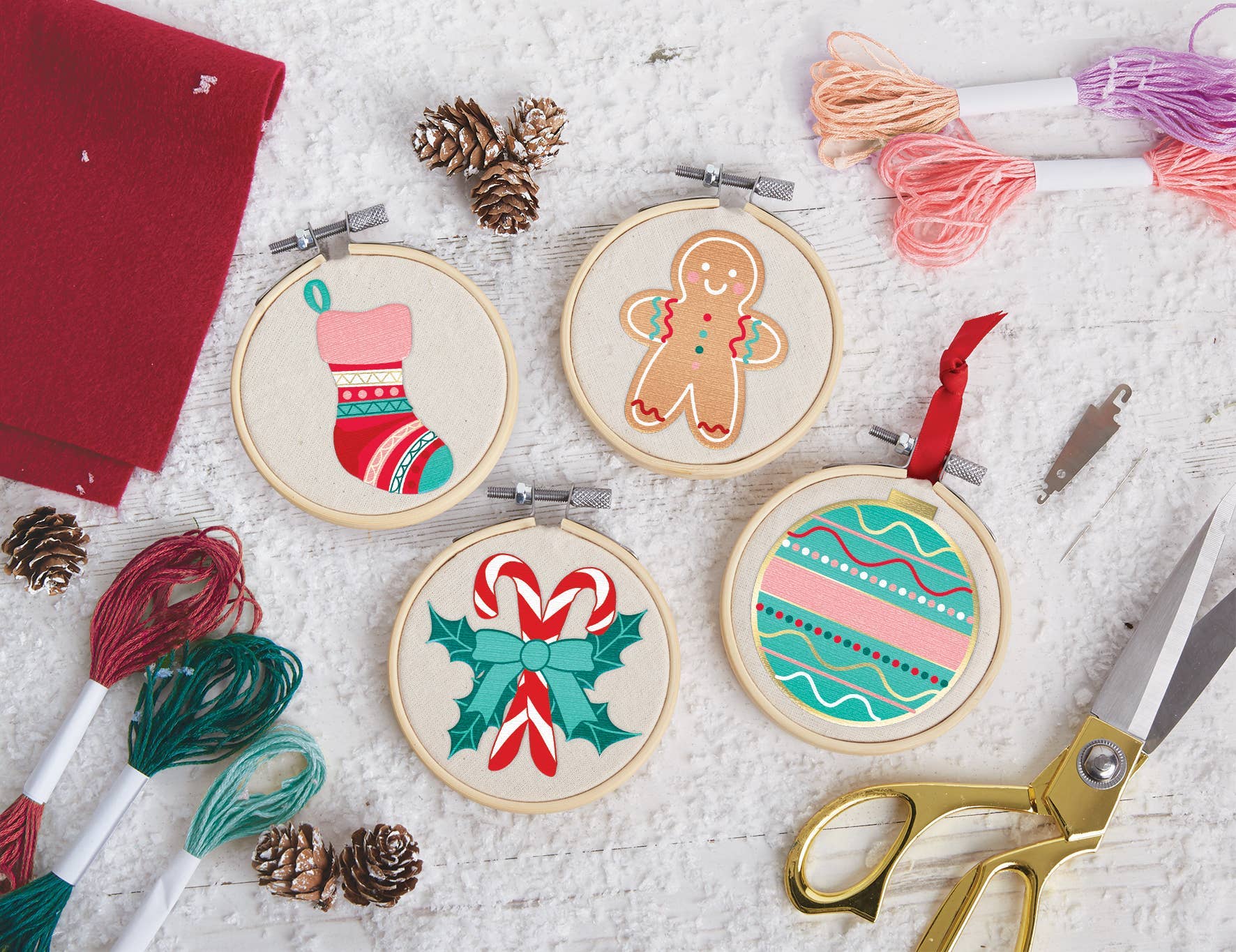 West Design Products UK – wholesale Embroidery/cross-stitch supplies – Sew & So On Embroidery Hoop Decorations - Deck the Halls1