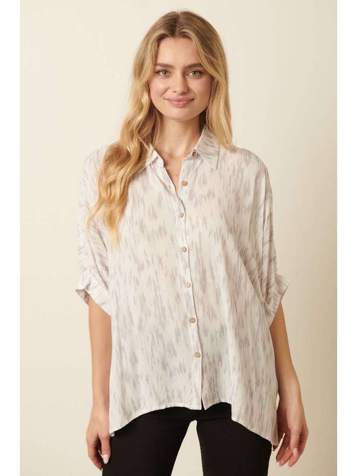 mittoshop – wholesale Tröja med knappar – Dam – H14773A-GAZE BUBBLE DOLMAN ÄRMAD BLUS