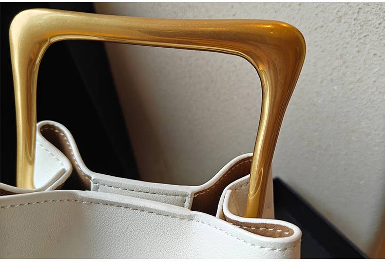 Sook Stainable – wholesale Top handle bag – women's – Geometric Artistic Design Metal Handle Leather Bag11